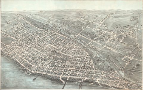 1881 Knaubner Bird's-Eye View of Harrisburg, Pennsylvania