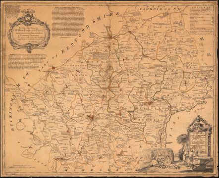 1749 Kitchin map of Hertfordshire