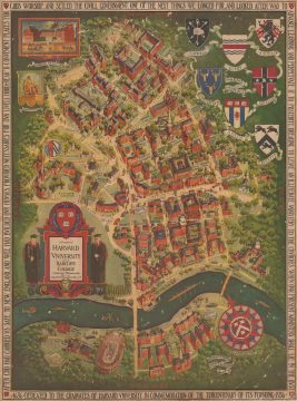 1935 Schruers Pictorial Map of Harvard University