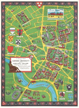 1959 Garfield Pictorial Map of Harvard University and Radcliffe College
