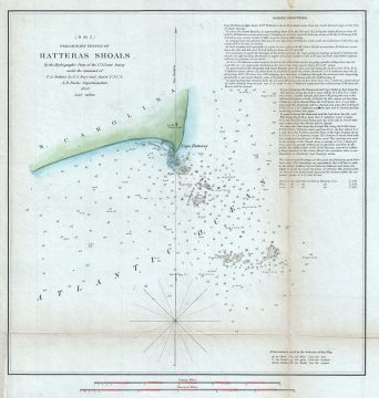 1850 U. S. Coast Survey Map of Cape Hatteras and Surrounding Shoals, North Carolina