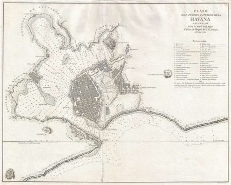 1798 Nautical Chart and City Map of Havana, Cuba