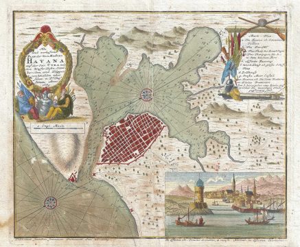 1739 Bowles Map of Havana, Cuba