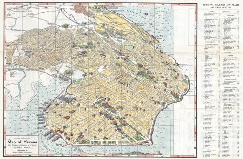 1953 Mirabal Pictorial Map of Havana, Cuba