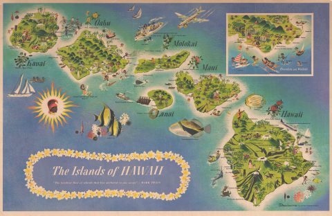 1960 Dessiaume Pictorial Map of Hawaii
