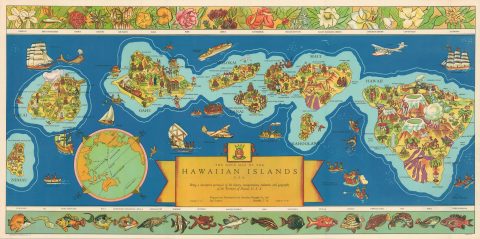 1937 Parker Edwards Dole Pineapple Map of Hawaii