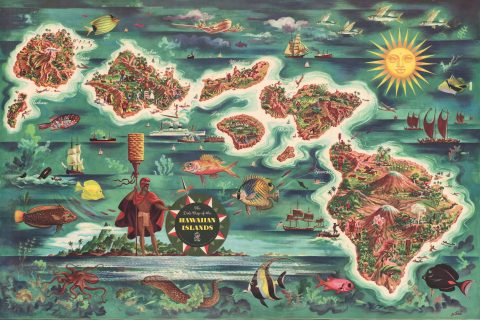 1950 Joseph Feher Dole Pictorial Map of Hawaii