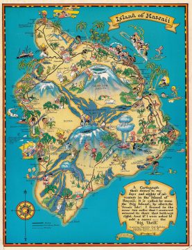 1931 Ruth Taylor White Pictorial Map of the Island of Hawaii, 'The Big Island'