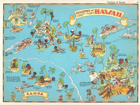 1935 Ruth Taylor White Map of the Hawaiian Islands