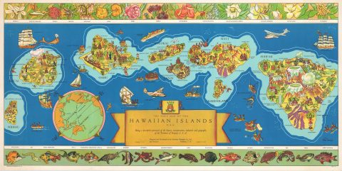 1937 Parker Edwards Dole Pineapple Map of Hawaii