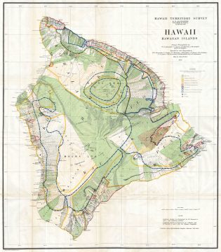 1901 Land Office Map of the Island of Hawaii, Hawaii.