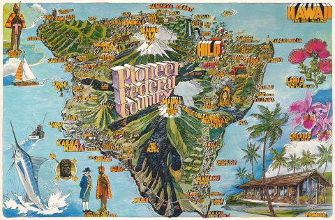 1976 Dawson Pictorial Map of the Big Island of Hawaii
