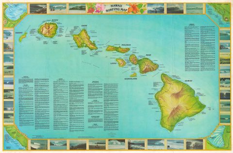 1982 Wright Surfing Map of the Hawaiian Islands