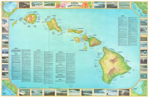 1982 Wright Surfing Map of the Hawaiian Islands