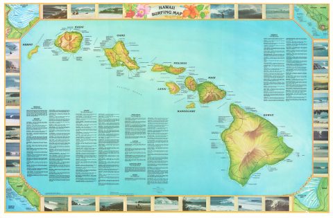 1982 Wright Surfing Map of the Hawaiian Islands