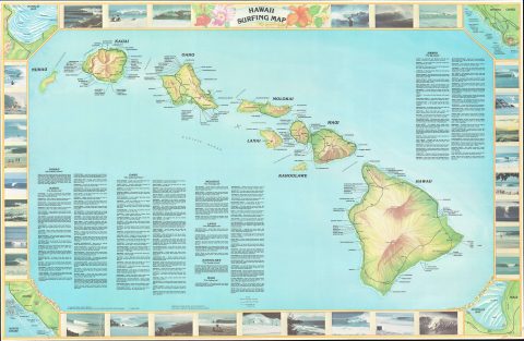 1982 Wright Surfing Map of the Hawaiian Islands