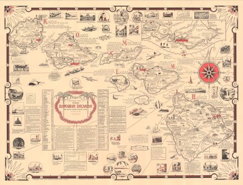 1960 Ernest Dudley Chase Pictorial Map of the Hawaiian Islands