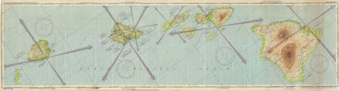 1945 U.S. Army Air Forces Aeronautical Chart or Map of the Hawaiian Islands