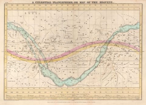1835 Burritt/Huntington Map of the Heavens or A Celestial Planisphere
