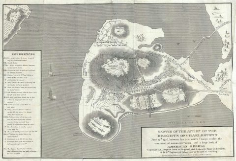 1818 Chapman Map or Plan of Bunker Hill, Charlestown, Massachusetts