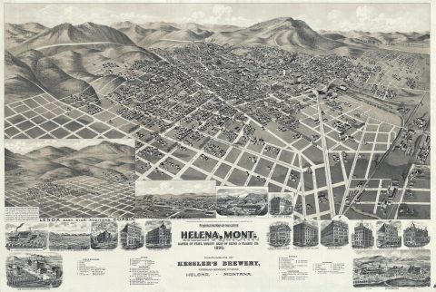 1890  Henry Wellge Bird's-Eye View of Helena, Montana