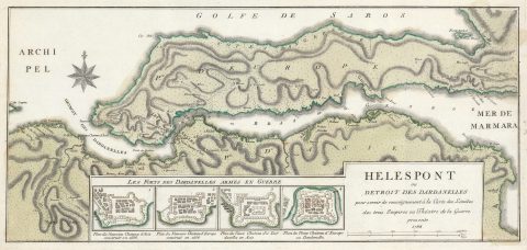1788 Maire Map of the Dardanelles or the Hellespont, Turkey