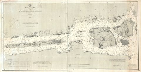 1891 U.S. Coast Survey Map of New York City: Harlem River, Hell Gate, Roosevelt Island