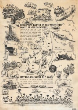 1943 Moss Pictorial Map of the WWII Battle of Hell's Point, Guadalcanal