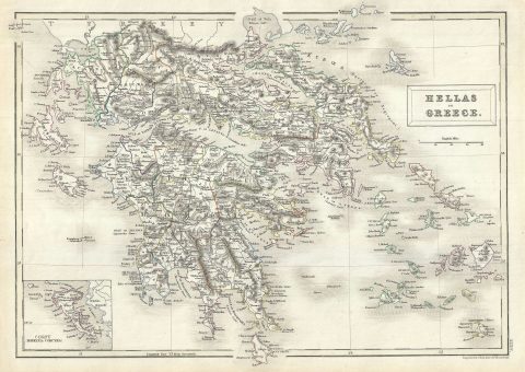 1844 Black Map of Greece