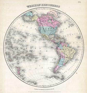 1855 Colton Map of the Western Hemisphere