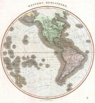 1814 Thomson Map of the Western Hemisphere ( North America & South America )