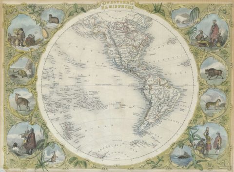 1850 Tallis Map of the Western Hemisphere