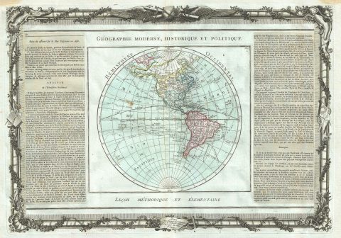 1786 Desnos and de la Tour Map of the Western Hemisphere