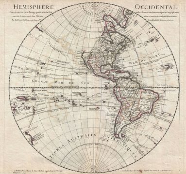 1724 Delisle Map of the Western Hemisphere or America