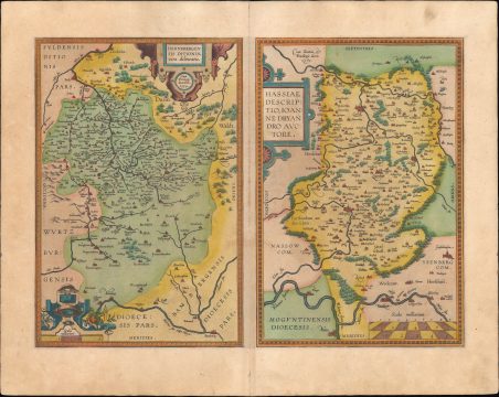 1595 Oretlius Map of Southern Thuringia, Hesse (w/ Frankfurt), Germany