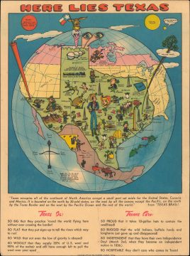 1951 Humorous Pictorial Postcard Map of Texas