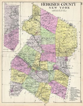1912 Century Map of Herkimer County, New York