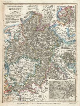 1849 Meyer Map of the Electorate of Hesse, Germany