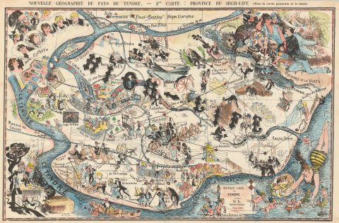 1881 Sahib Pictorial Map of Province of High Society in the Country of Love