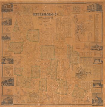 1858 Chace Wall Map of Hillsboro County, New Hampshire (Nashua, Manchester)
