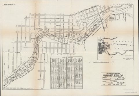 1917 Army Corps of Engineers Chart of Hillsborough River, Map of Tampa, Florida