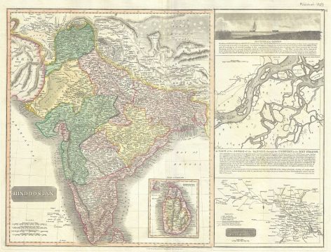 1814 Thomson Map of India w/ Ganges