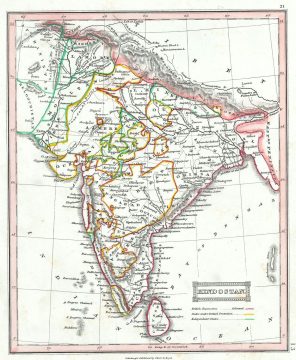 1845 Ewing Map of India, Pakistan
