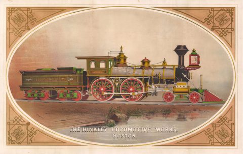 1873 Crosby Lithograph, Hinkley Locomotive Works, Boston, Massachusetts