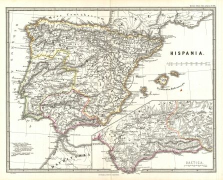 1865 Spruner Map of Spain and Portugal