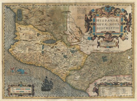 1606 Hondius and Mercator Map of Mexico