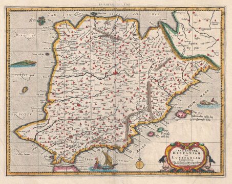 1730 Mercator / Hondius Ptolemaic Map of Spain and Portugal