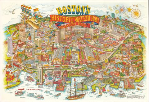 1984 Roman / White Mountain Graphics Promotional Pictorial View of Boston