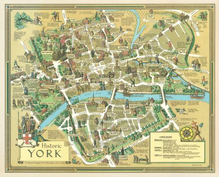 1947 Estra Clark Pictorial Map of York, England