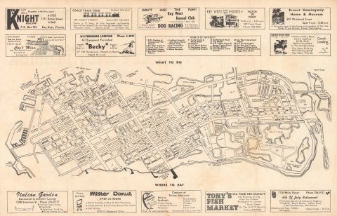 1970 Florida Keys Star Pictorial Historical Map of Key West